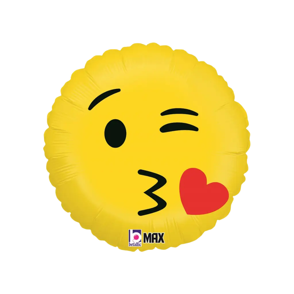 Emoji-ballon gul kys ø45cm