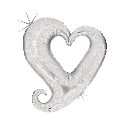 Helium ballon hjerte kæde sølv 94cm