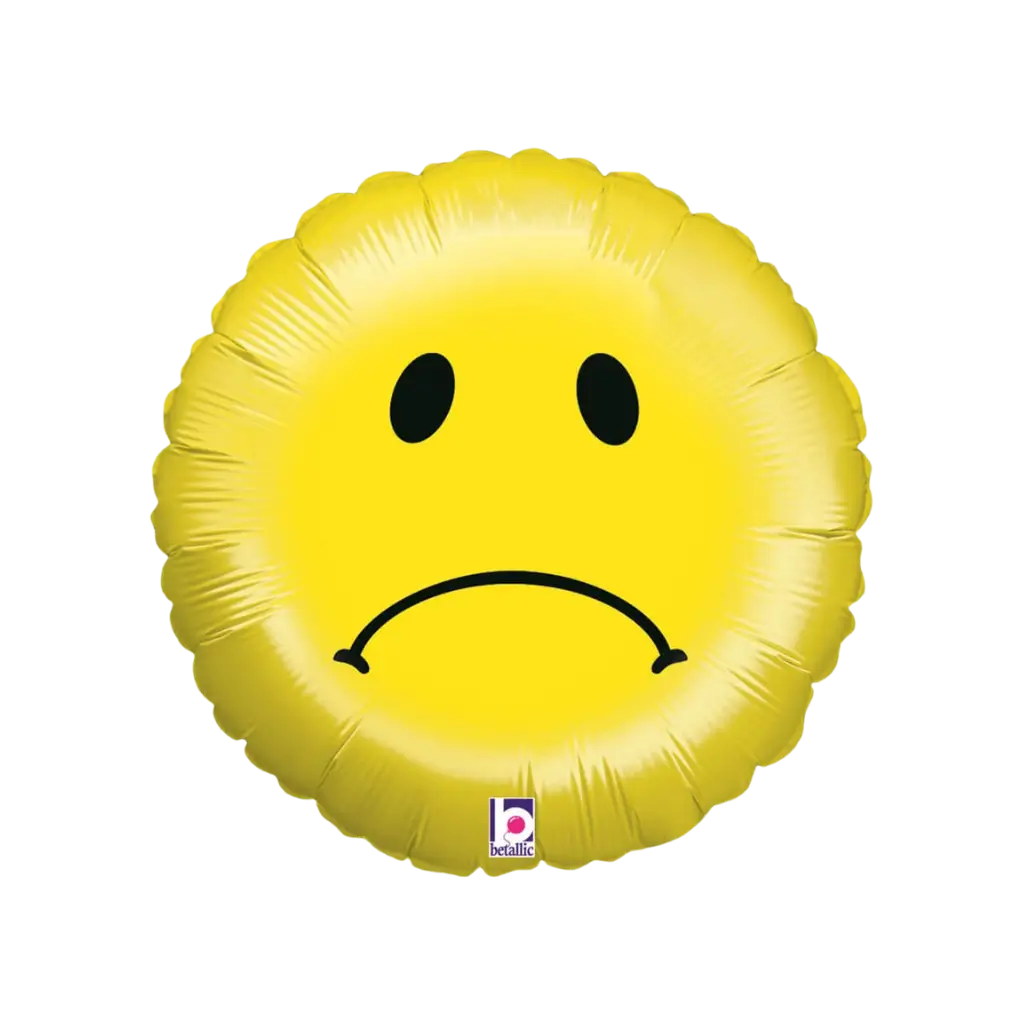 Emoji-ballon gul smiley trist ø45cm