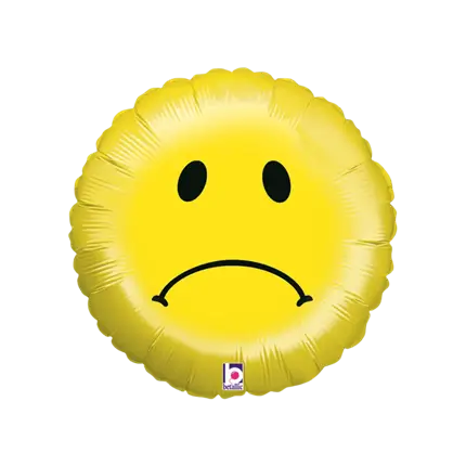 Emoji-ballon gul smiley trist ø45cm