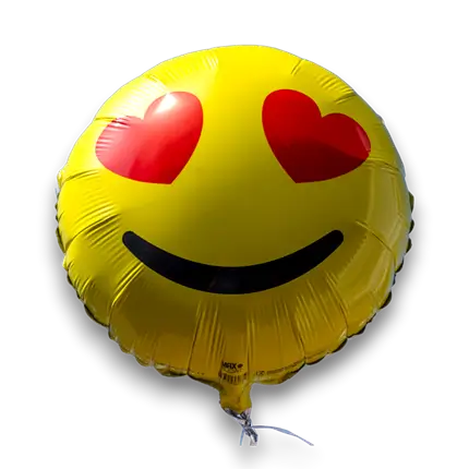 Emoji-ballon gule øjne hjerter 45 cm