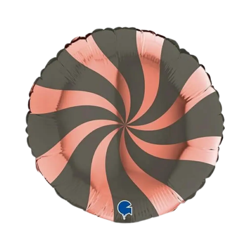 Aluminium slikkepindeballon lyserød og sort 46 cm