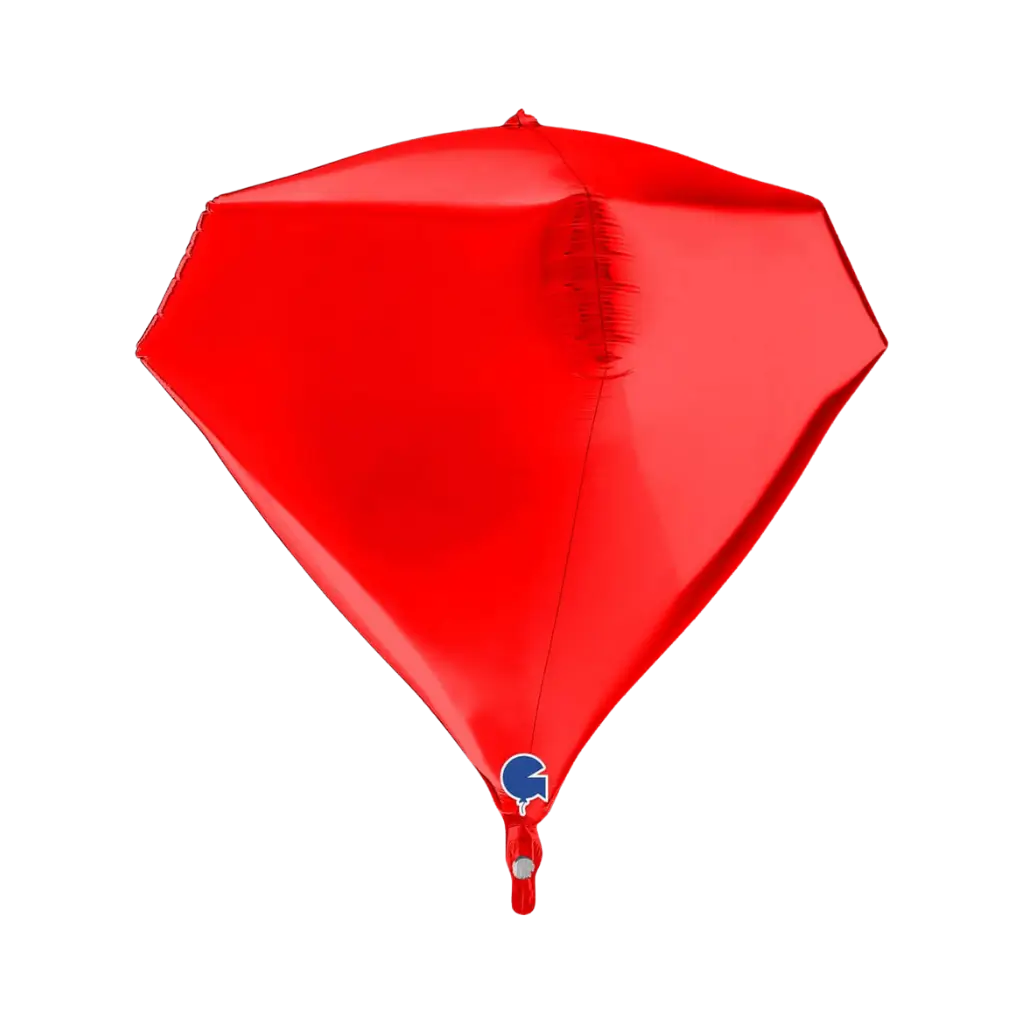 4D rød diamant heliumballon 45 cm