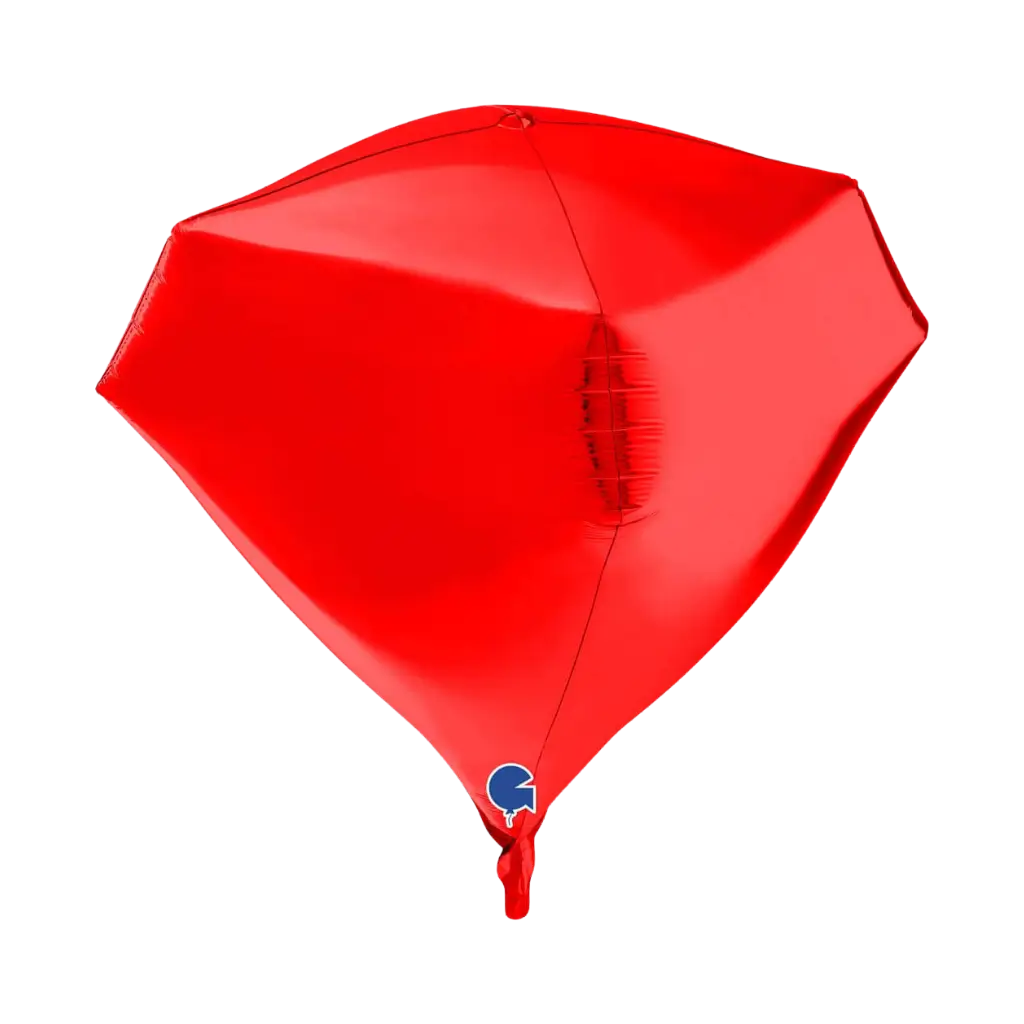 4D rød diamant heliumballon 45 cm