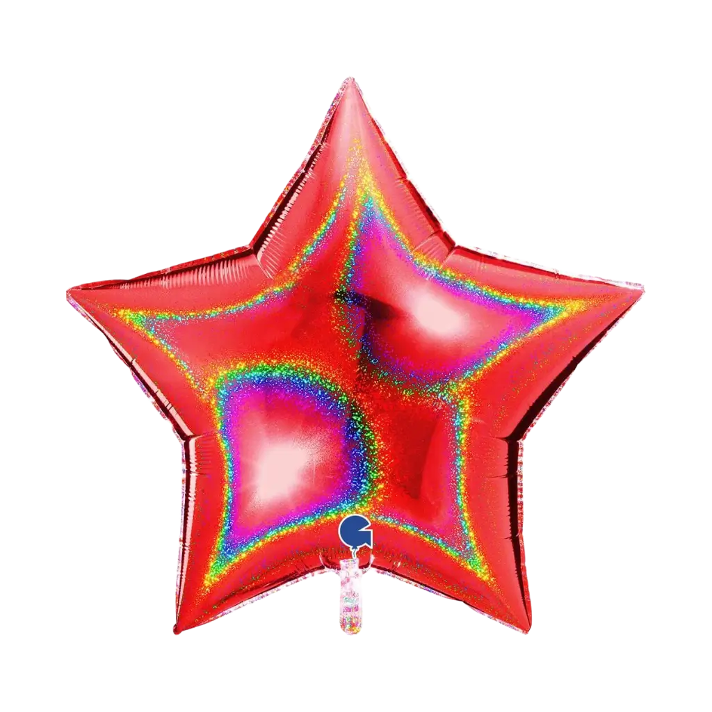Rød holografisk stjerne ballon 92cm