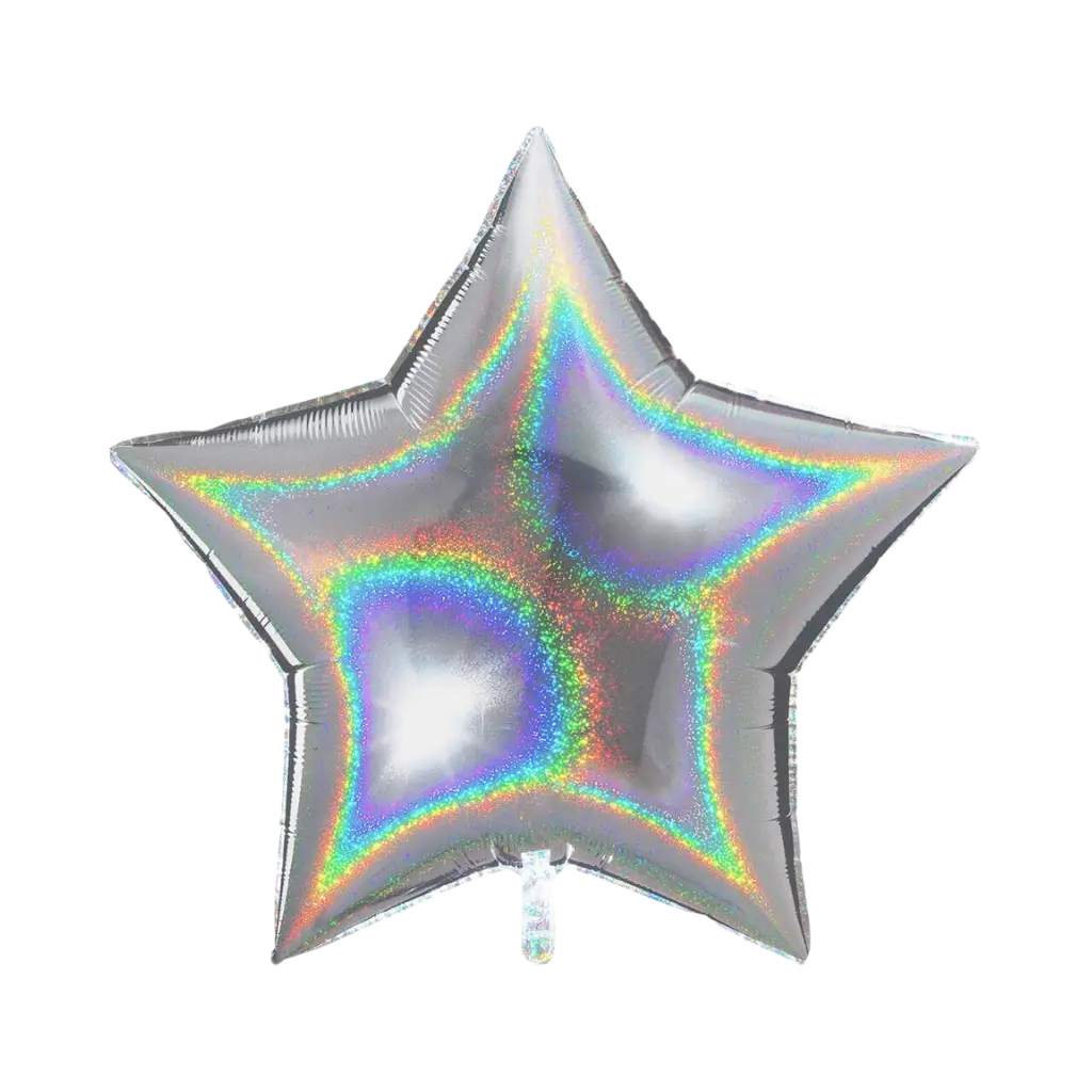 Sølv holografisk stjerne ballon 92cm