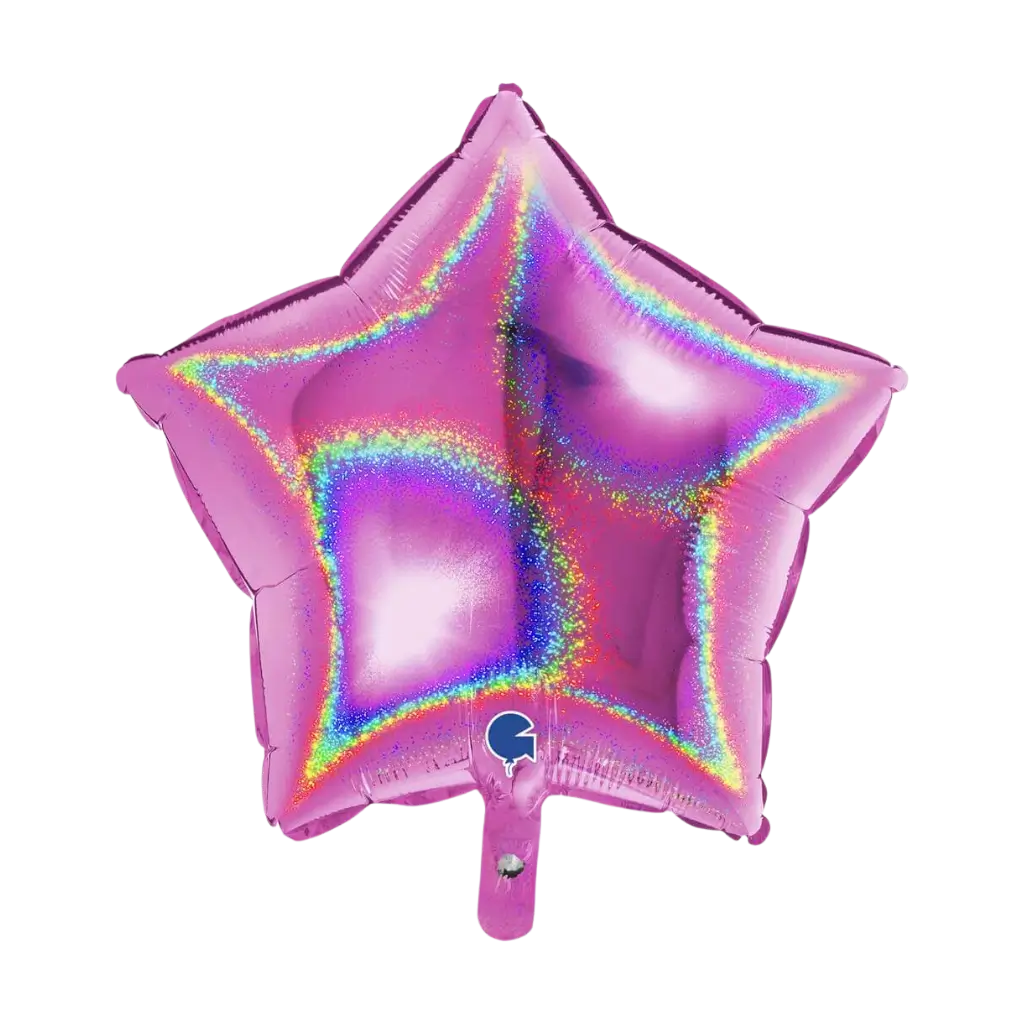 Pink holografisk stjerne ballon 46cm
