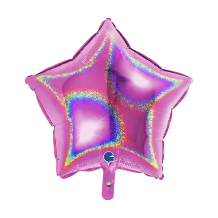 Pink holografisk stjerne ballon 46cm