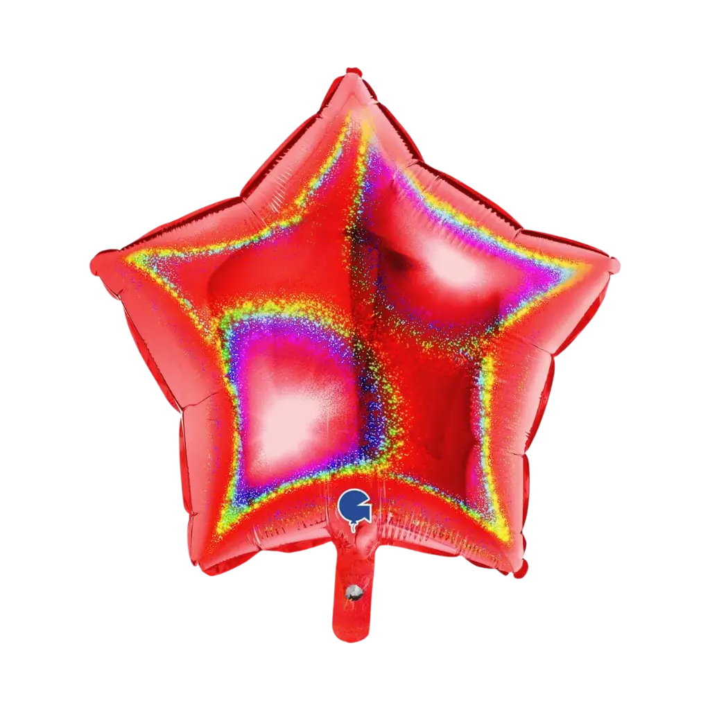 Rød holografisk stjerneballon 46 cm