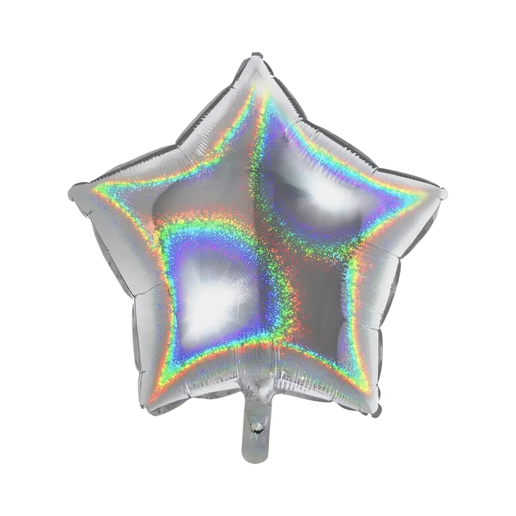 Sølv holografisk stjerne ballon 46cm
