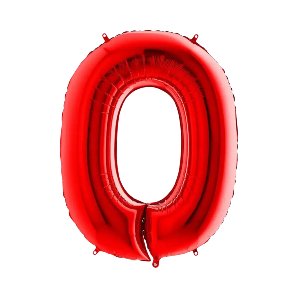 Fødselsdagsballon nummer 0 Rød 102cm