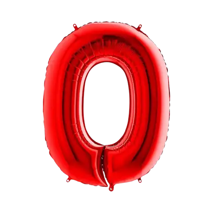 Fødselsdagsballon nummer 0 Rød 102cm