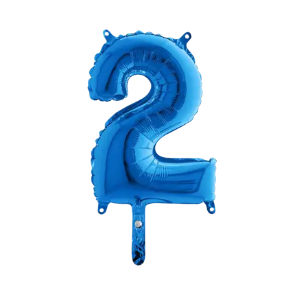 Fødselsdagsballon nummer 2 Blå 36cm