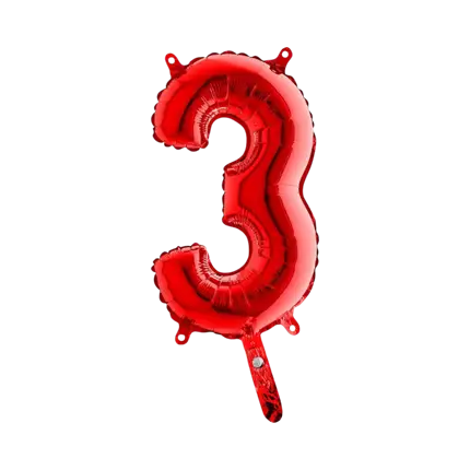 Fødselsdag ballon nummer 3 Rød 36cm