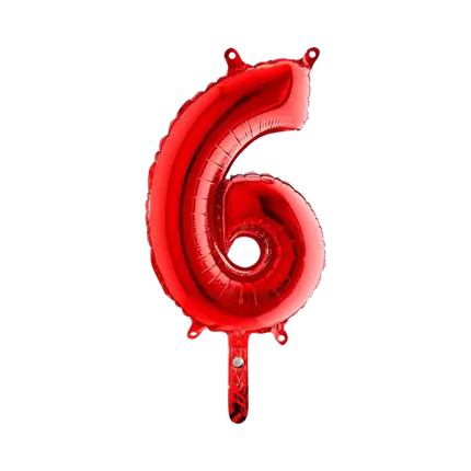 Fødselsdag ballon nummer 6 Rød 36cm