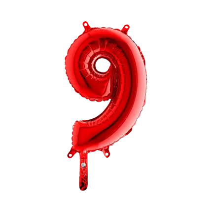 Fødselsdag ballon nummer 9 Rød 36cm