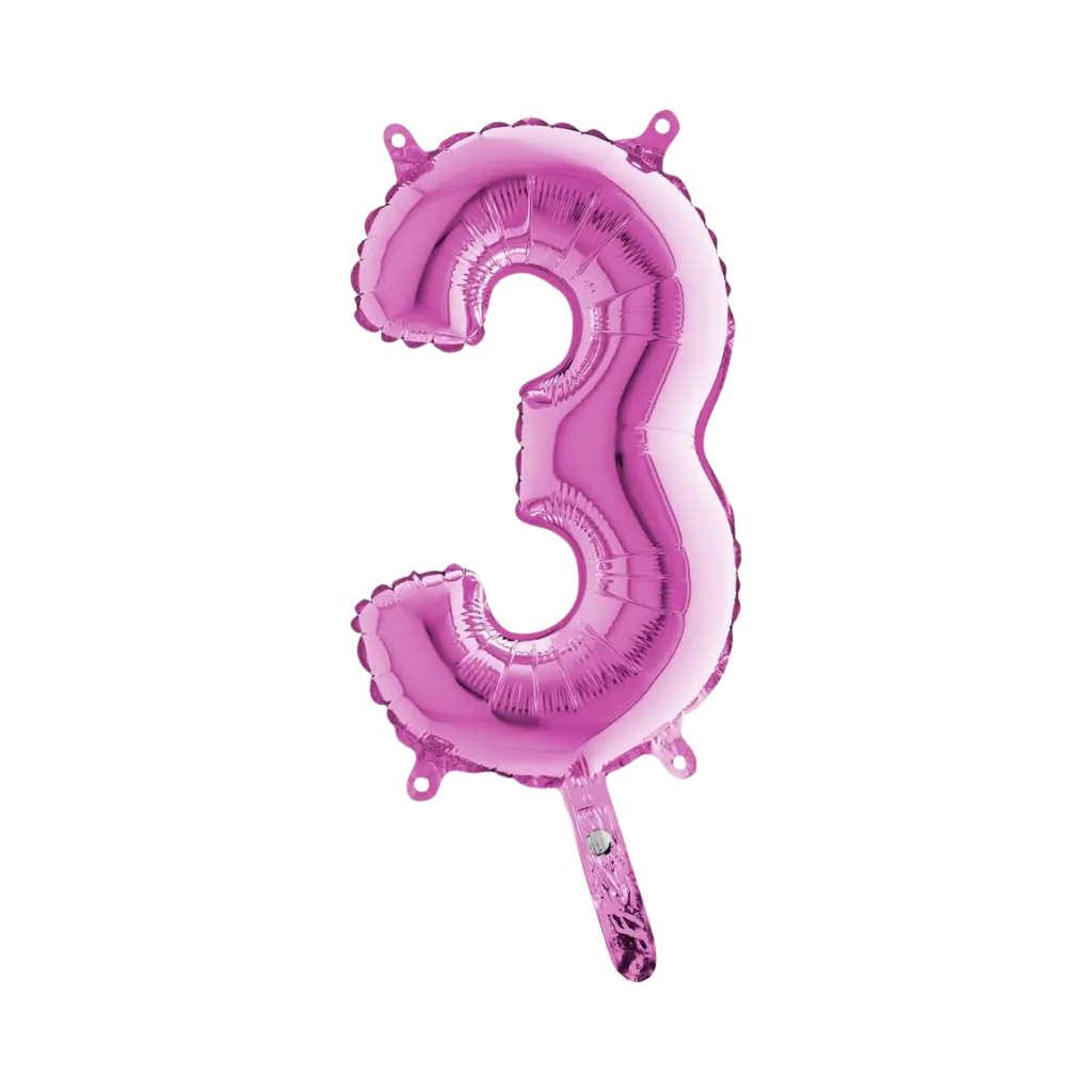 Fødselsdag ballon nummer 3 Pink 36cm