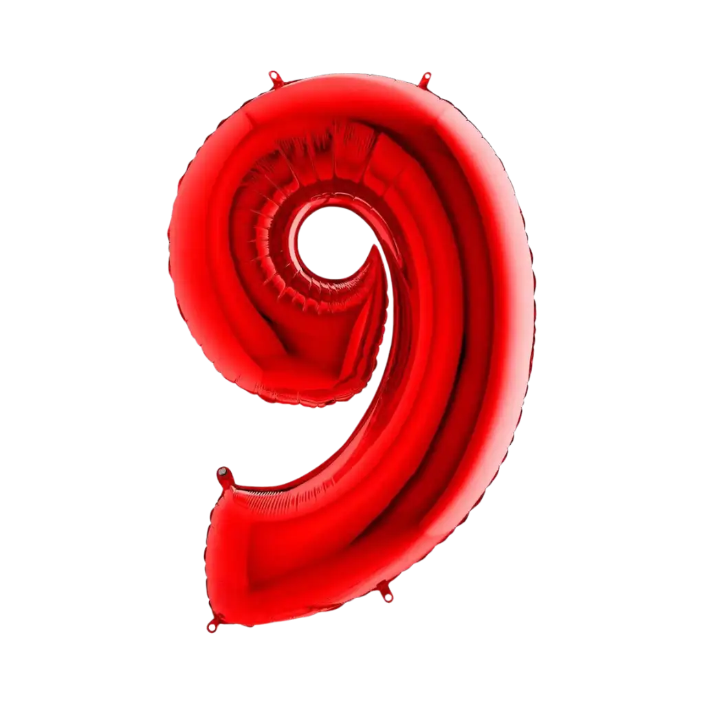 Fødselsdag ballon nummer 9 Rød 102cm