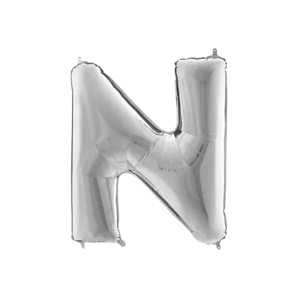 Aluminium ballon bogstav N sølv 102cm