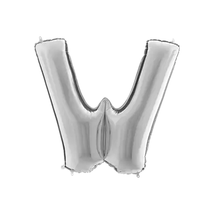 Aluminium ballon bogstav W sølv 102 cm