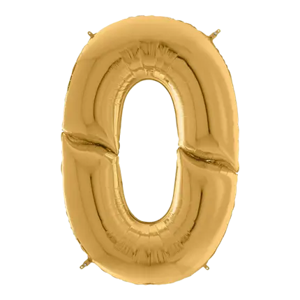 Kæmpe fødselsdagsballon nummer 0 Guld 163cm