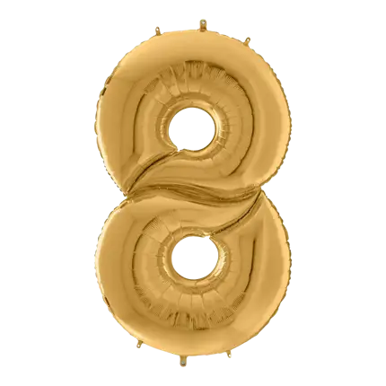 Kæmpe fødselsdagsballon nummer 8 guld 163cm
