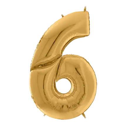 Kæmpe fødselsdagsballon nummer 6 guld 163cm