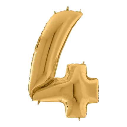 Kæmpe fødselsdagsballon nummer 4 guld 163 cm