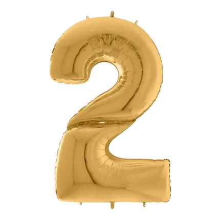 Kæmpe fødselsdagsballon nummer 2 guld 163 cm
