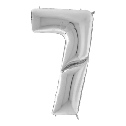 Kæmpe fødselsdagsballon nummer 7 sølv 163 cm