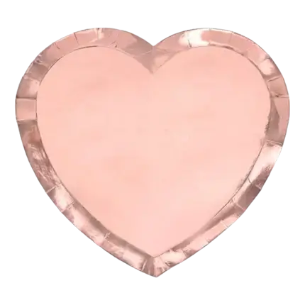 Hjerteformet paptallerken Rose Gold (sæt med 6 stk.)