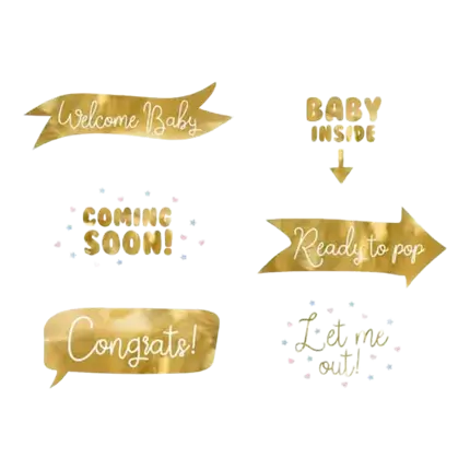 Foto rekvisitter Baby Shower Guld 6 stykker