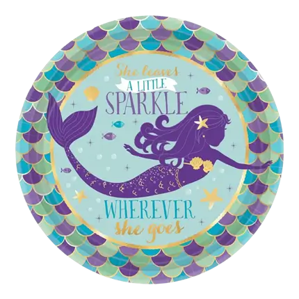 Lad os Shellebrate runde paptallerken (sæt med 8)