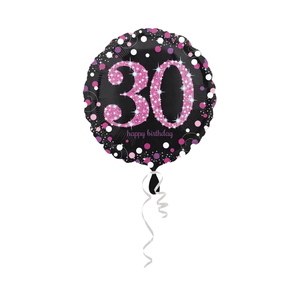 30 år gammel rund fødselsdagsballon pink