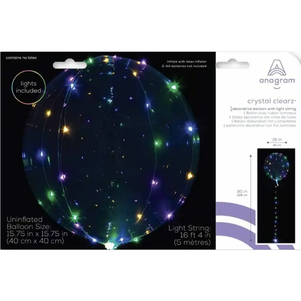 Flerfarvet LED-lysballon ø40cm