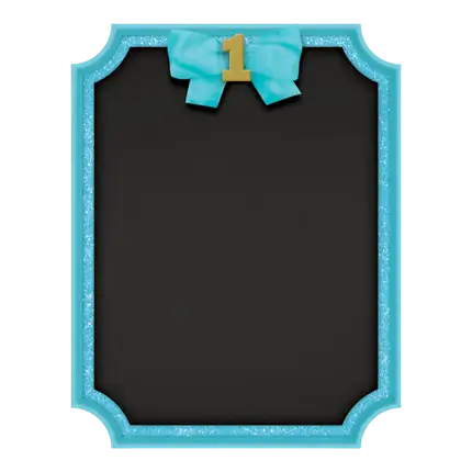 Tavle 1. fødselsdag med blå omrids 23x18cm