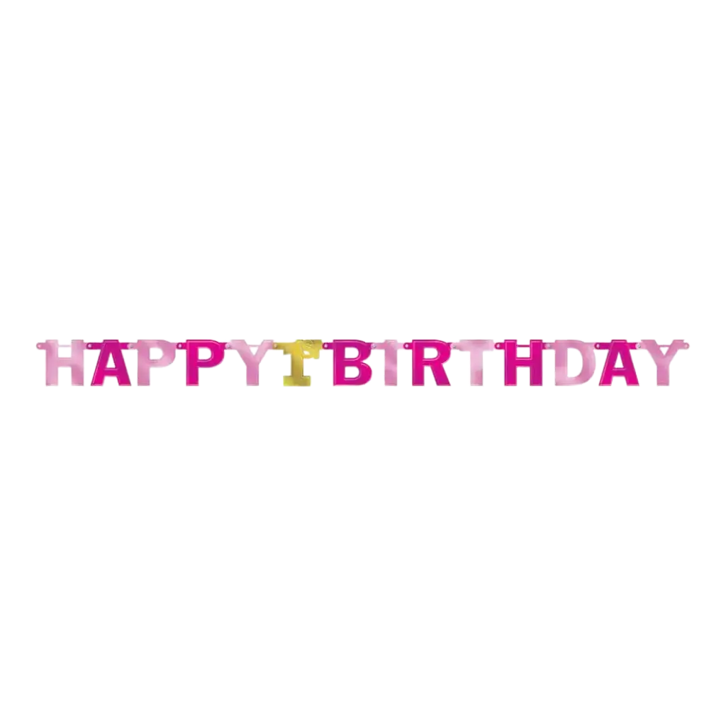 Pink og guld papir guirlande Happy Birthday 1st