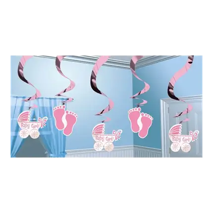 Spiral dekoration Baby pige 61cm (5 stk.)