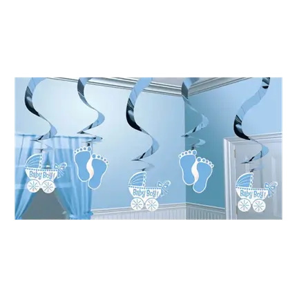 Spiral dekoration til baby dreng 61cm (5 stk.)