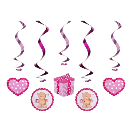 Det er en pige pink spiral dekoration 60cm (5 stk.)