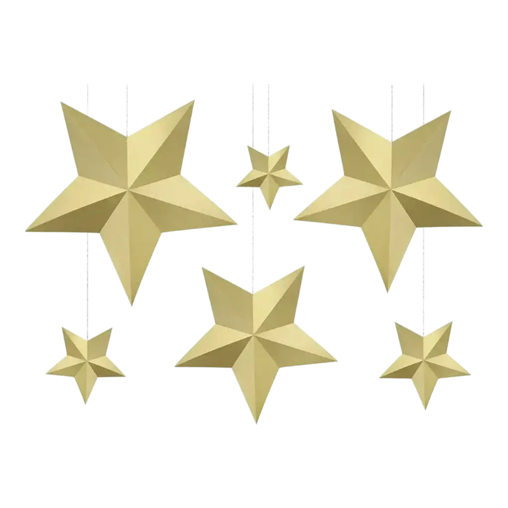 Dekoration gyldne stjerner (6 stk.)
