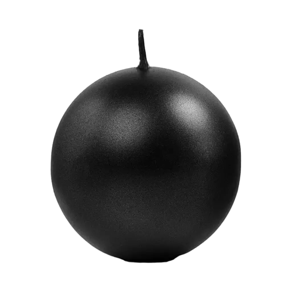 Stearinlys rund metallic sort ø 8cm