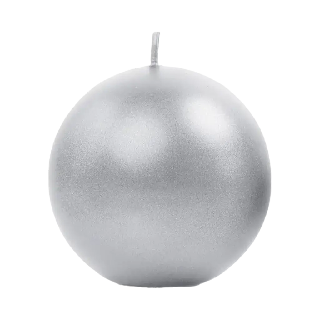 Rundt sølvmetallic stearinlys ø 8cm
