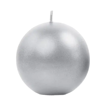 Rundt sølvmetallic stearinlys ø 8cm
