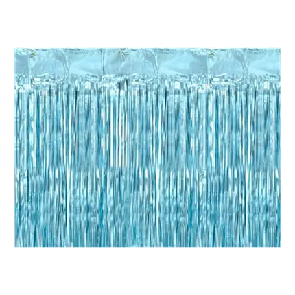 Glitrende gardin med frynser Lyseblå 90x250cm