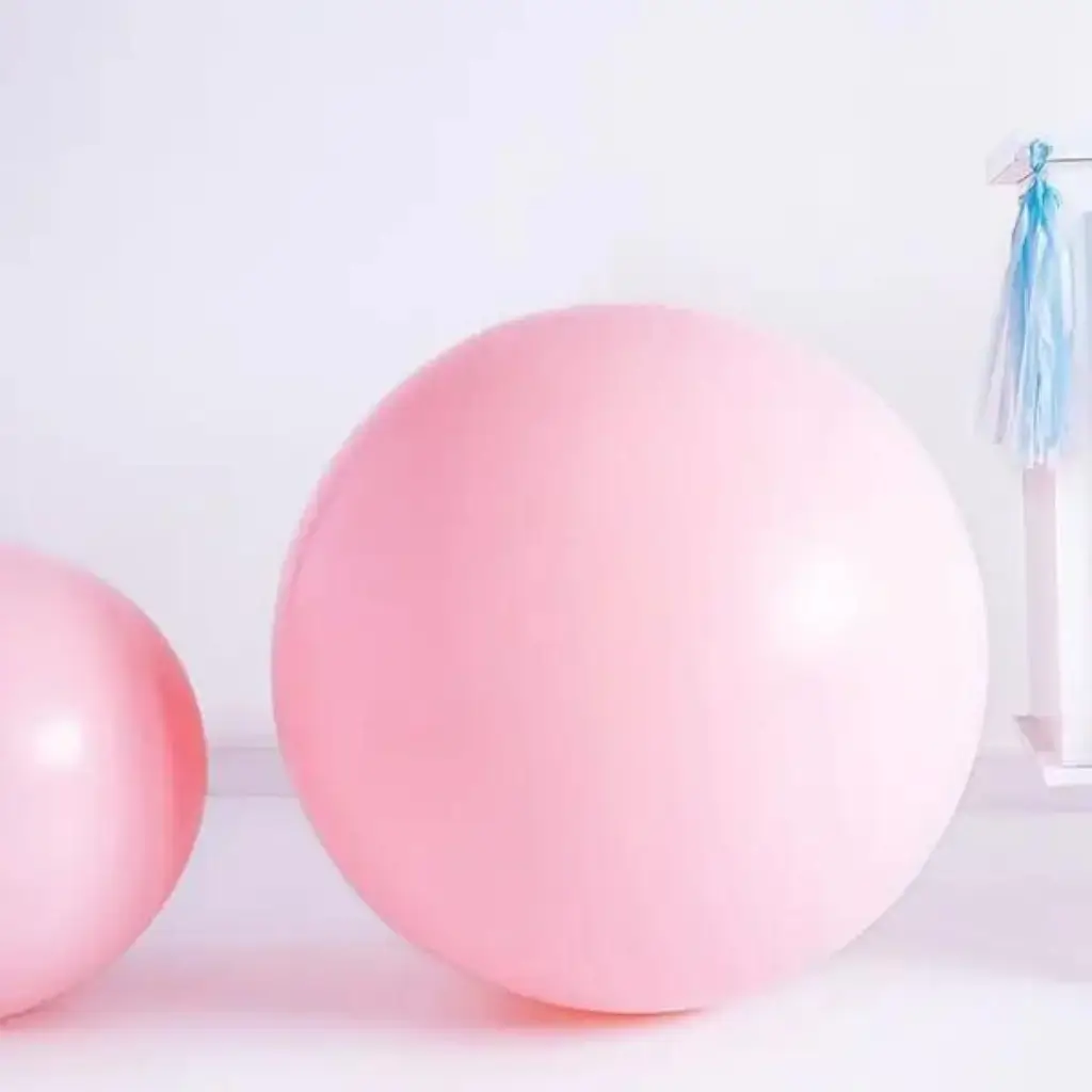 Kæmpe rund ballon lyserød pastel ø100cm