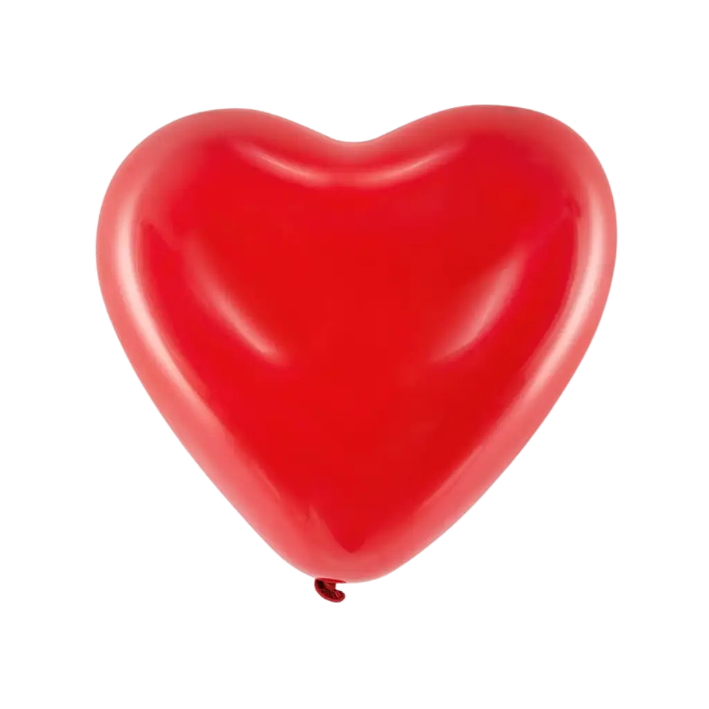 Rød pastel hjerteballon 40 cm (sæt med 6)