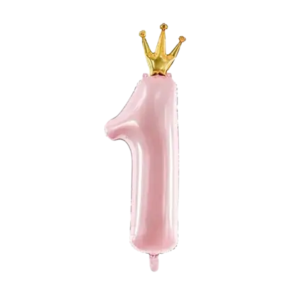 Lysrosa ballon nummer 1 med krans