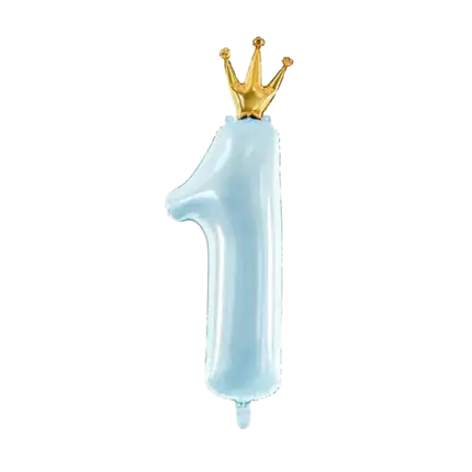 Lysblå ballon nummer 1 med krone
