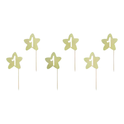 Kage dekoration 1. fødselsdag stjerne Guld